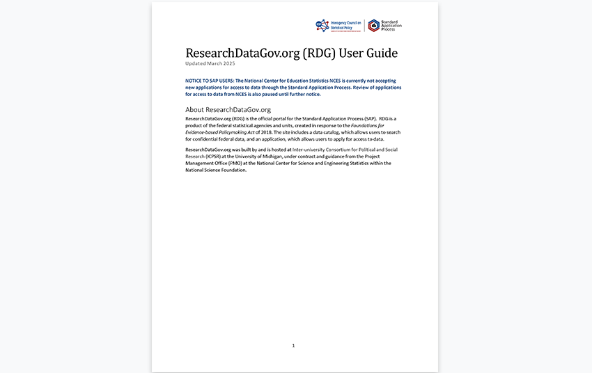 ResearchDataGov User Guide.