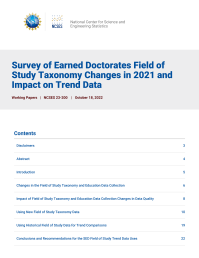 Survey of Earned Doctorates Field of Study Taxonomy Changes in 2021 and Impact on Trend Data.