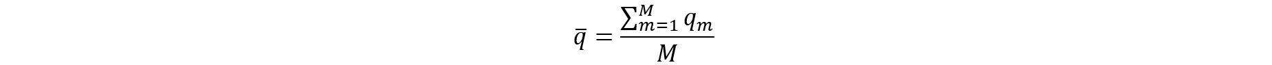 q bar equals summation for m equals 1 to M of q sub m over M